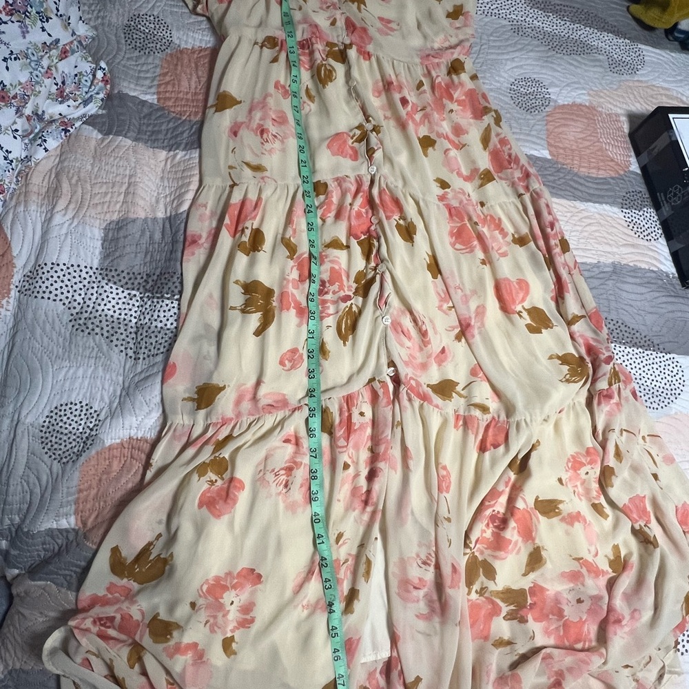 Floral Maxi Dress in Cream and Pink